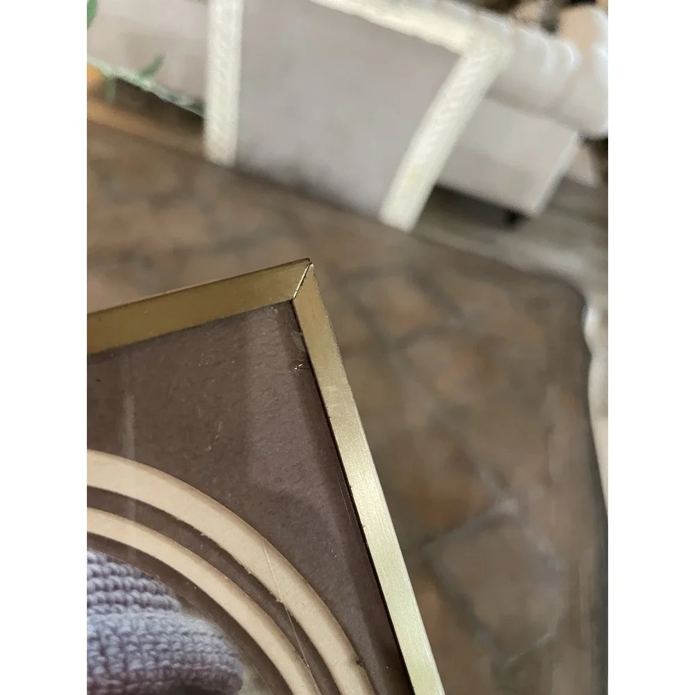 Vtg Set of 2  1970s Metal Photo Frames Stacked Mats 3x4